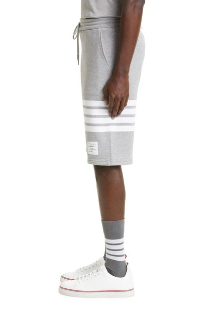 Shop Thom Browne Four Bar Sweat Shorts In Light Grey