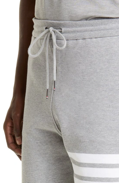 Shop Thom Browne Four Bar Sweat Shorts In Light Grey