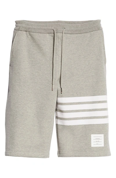 Shop Thom Browne Four Bar Sweat Shorts In Light Grey