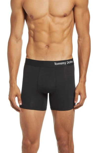Shop Tommy John 4-inch Cool Cotton Boxer Briefs In Black
