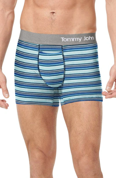 Shop Tommy John 4-inch Cool Cotton Boxer Briefs In River Blue Tabloid Stripe