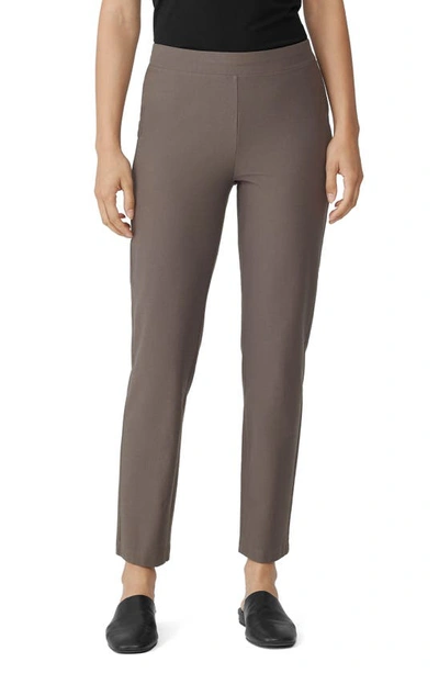 Shop Eileen Fisher Slim Knit Ankle Pants In Cobblestone