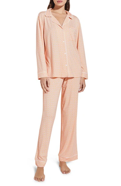Eberjey Sleep Chic Printed Pajama Set In Geo Tile Rose Cloud/ Ivory