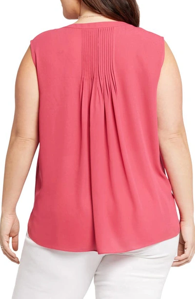 Shop Nydj Print Sleeveless Pleat Back Top In Raspberry Pink