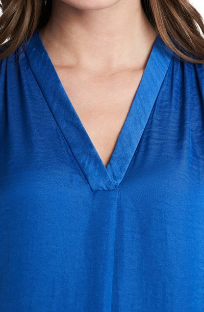 Shop Vince Camuto Rumpled Satin Blouse In Deep Azure