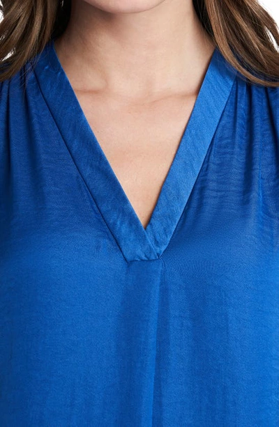 Vince Camuto Rumpled Satin Blouse In Deep Azure