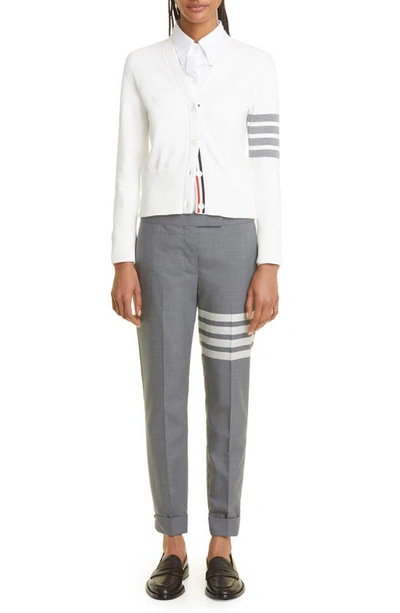 Thom Browne Medium Grey Plain Weave Skinny 4-bar Trouser In Med Grey