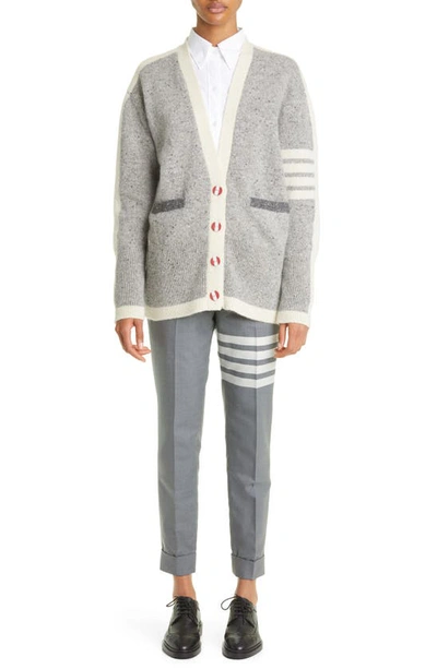 Shop Thom Browne 4-bar Wool Crop Skinny Pants In Med Grey