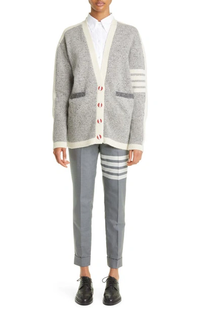 Thom Browne Medium Grey Plain Weave Skinny 4-bar Trouser In Med Grey