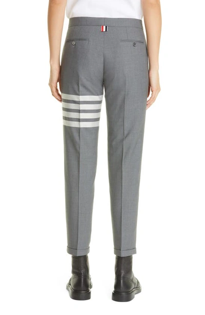 Thom Browne Medium Grey Plain Weave Skinny 4-bar Trouser In Med Grey