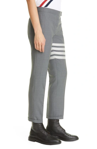 Thom Browne Medium Grey Plain Weave Skinny 4-bar Trouser In Med Grey