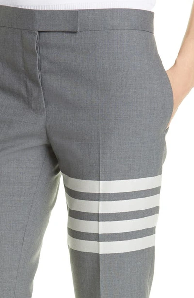 Thom Browne Medium Grey Plain Weave Skinny 4-bar Trouser In Med Grey