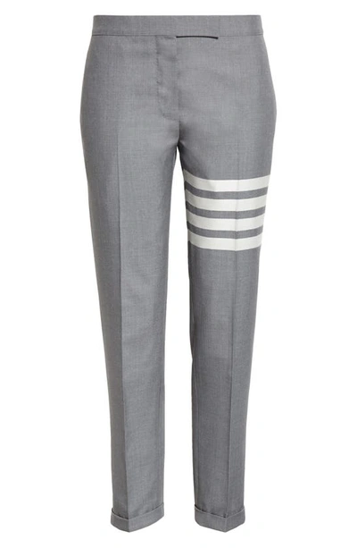 Thom Browne Medium Grey Plain Weave Skinny 4-bar Trouser In Med Grey