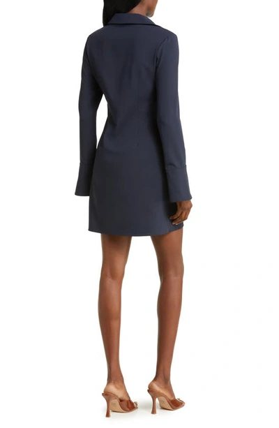 Shop Cinq À Sept Mckenna Front Twist Long Sleeve Mini Shirtdress In Navy