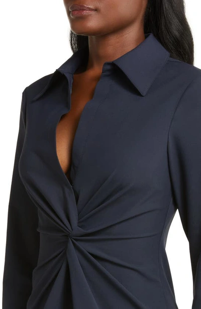 Cinq À Sept Mckenna Twist-front Collared Dress In Navy