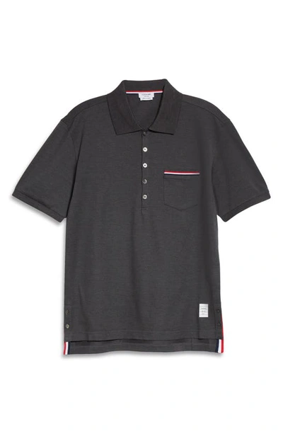 Thom Browne Collar Polo Shirt With Patch Pocket In Dark Grey