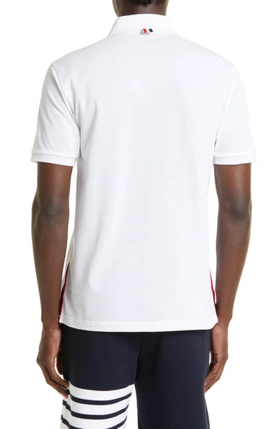 Thom Browne Rwb Trim Jersey Polo Short In White