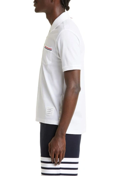 Thom Browne Rwb Trim Jersey Polo Short In White