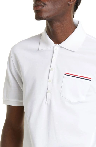 Thom Browne Rwb Trim Jersey Polo Short In White