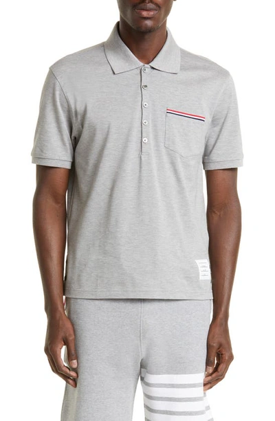 Shop Thom Browne Pocket Polo In Light Grey