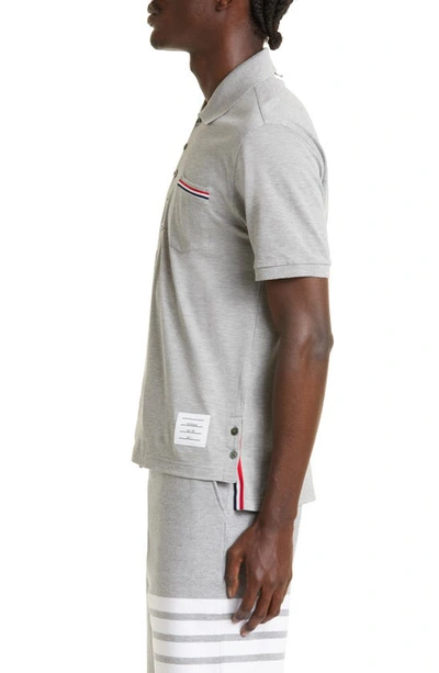 Shop Thom Browne Pocket Polo In Light Grey