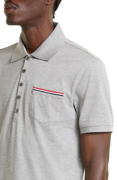 Shop Thom Browne Pocket Polo In Light Grey