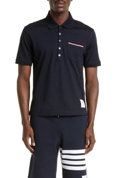 Shop Gucci Pocket Polo In Navy