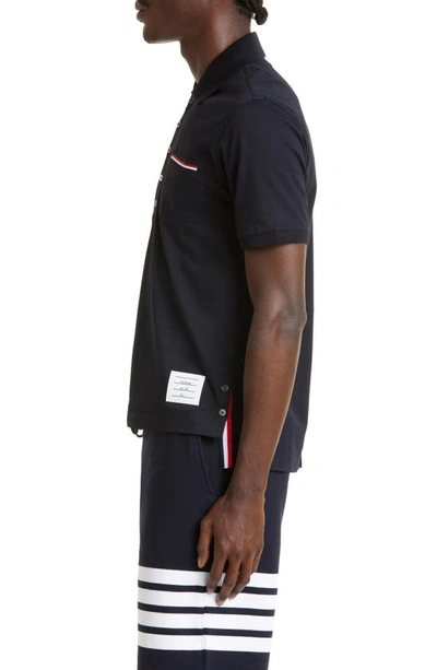 Shop Gucci Pocket Polo In Navy