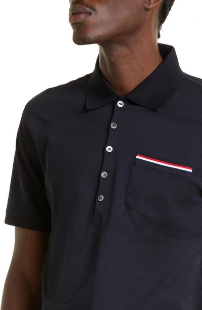 Shop Gucci Pocket Polo In Navy