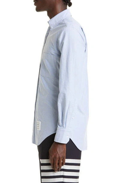Shop Thom Browne Cotton Button-down Shirt In Light Blue