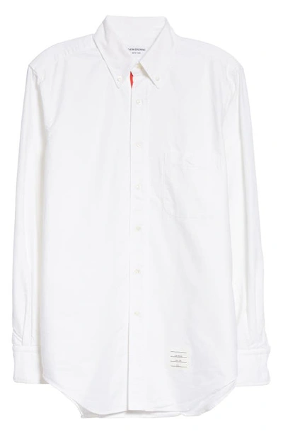 Thom Browne Classic Long Sleeves Shirt With Cf Gg Placket In Solid Poplin Clothing In White