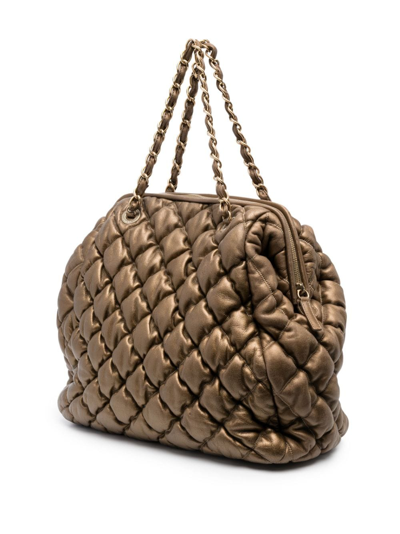 Pre-owned Chanel 2009-2010 Bolla Diamond-quilted Tote Bag In Gold