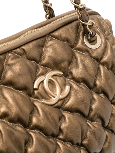 Pre-owned Chanel 2009-2010 Bolla Diamond-quilted Tote Bag In Gold