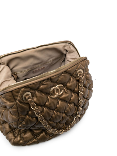 Pre-owned Chanel 2009-2010 Bolla Diamond-quilted Tote Bag In Gold