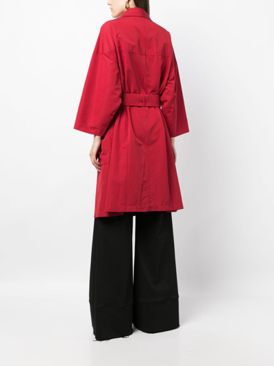 Pre-owned Chanel 1990-2000s Double-breasted Belted Coat In Red