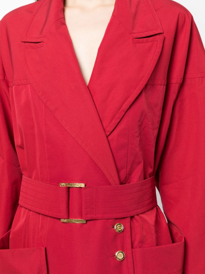 Pre-owned Chanel 1990-2000s Double-breasted Belted Coat In Red
