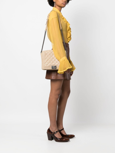 Pre-owned Chanel Boy  Shoulder Bag In Beige