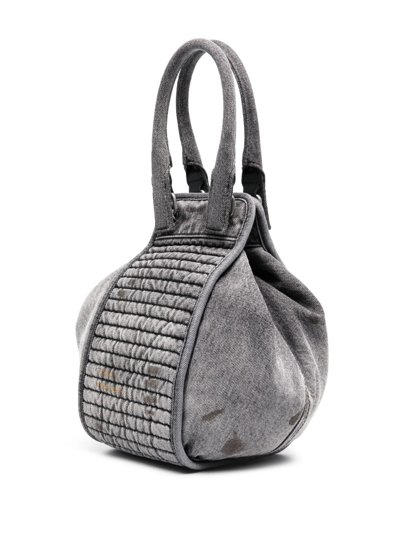 Shop Diesel D-vina S Denim Hand Bag In Grey