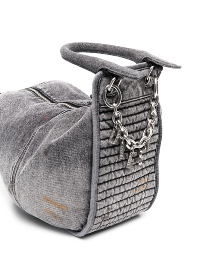 Shop Diesel D-vina S Denim Hand Bag In Grey