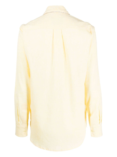 Shop Forte Dei Marmi Couture Crystal-embellished Linen-cotton Shirt In Yellow