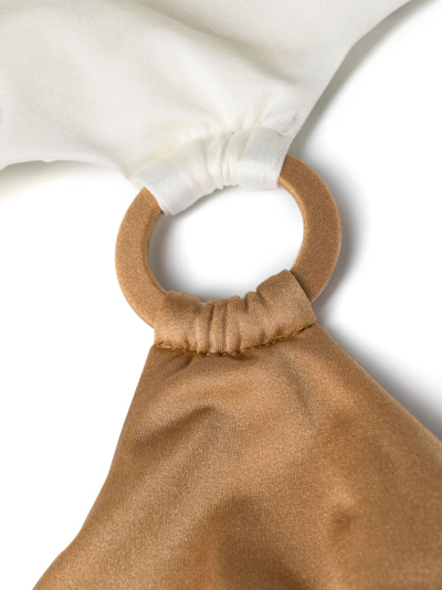 Noire Swimwear Cut-out Detailing Colour-block Swimsuit In Neutrals