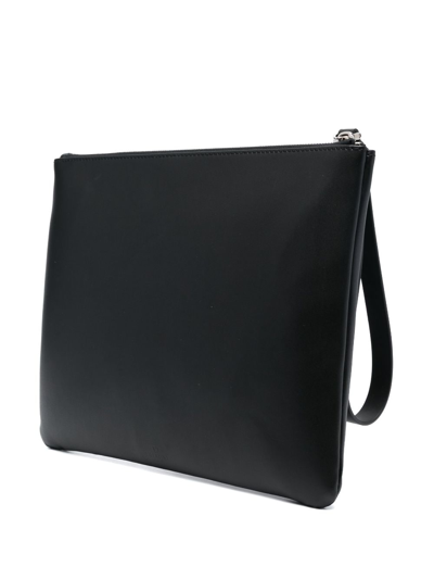 Shop Valentino Vltn Leather Clutch Bag In Black