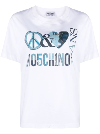 Shop Moschino Logo-print Cotton T-shirt In White