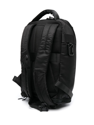 Shop Piquadro Logo-plaque Zip-up Backpack In Black