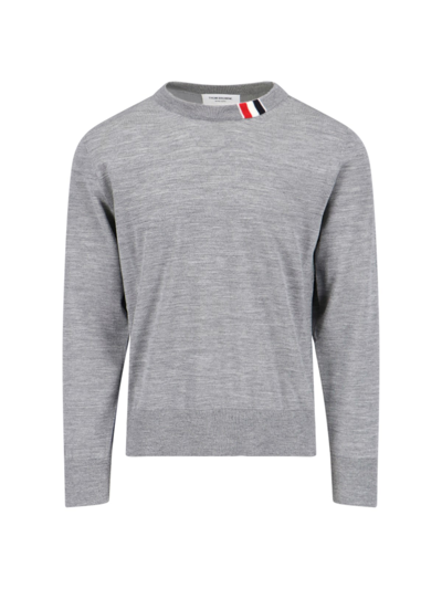Shop Thom Browne Tricolor Detail Sweater In Gray