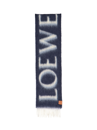 Shop Loewe Logo Scarf In Blue