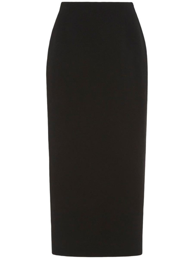 Shop Alessandra Rich High-waisted Bouclé Tweed Midi Skirt In Black