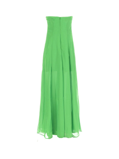 Cult Gaia Janelle Strapless Floral-print A-line Gown In Fern Green