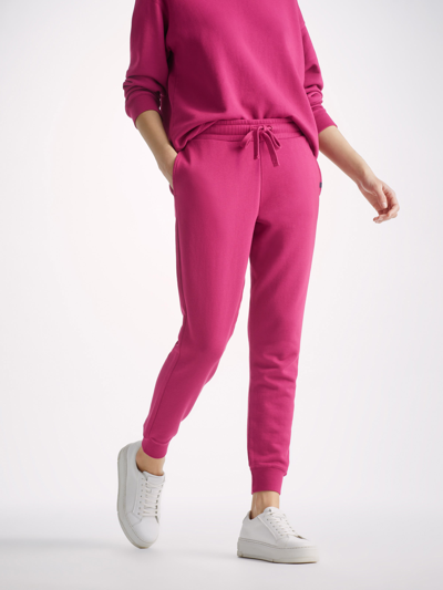 Shop Derek Rose Women's Sweatpants Quinn Cotton Modal Stretch Berry