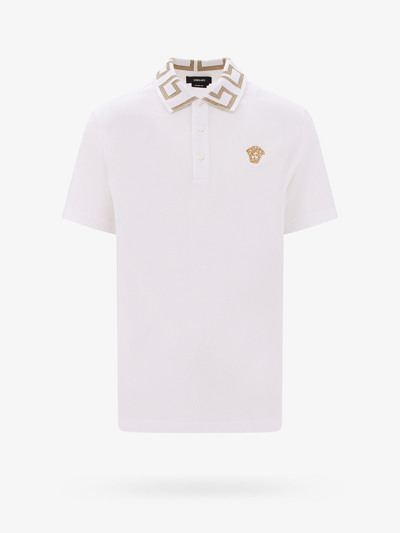 Shop Versace Polo Shirt In White